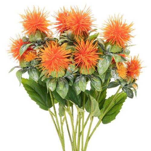 Künstliche Färberdistel orange 55cm Kunstblume für Innenbereich 4St