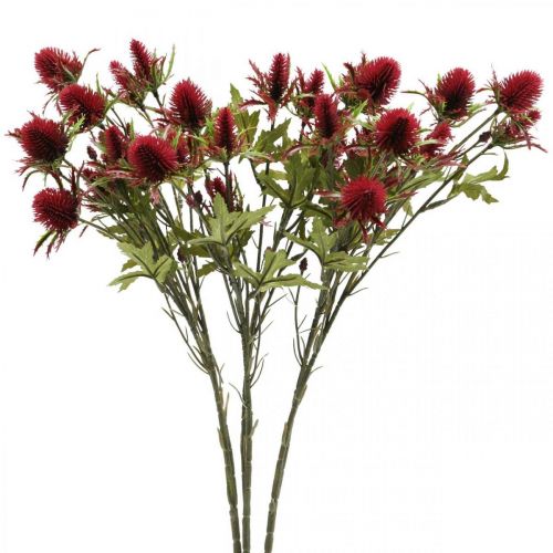 Floristik21 Distel Künstliche Blume Rot Burgund 10 Blütenköpfe 68cm 3St