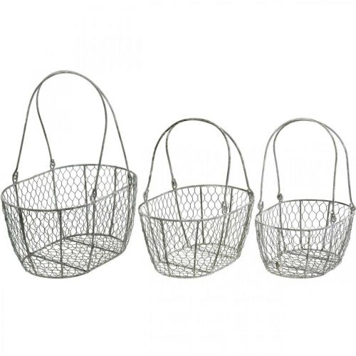 Artikel Drahtkorb, Osterkorb, Dekokorb Metall L32/28,5/25cm 3er-Set