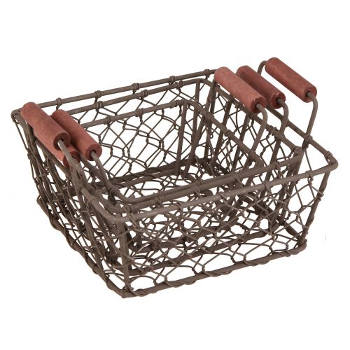 Floristik21 Drahtkorb Pflanzkorb Metall Holz vielseitig dekorativ robust 3er-Set
