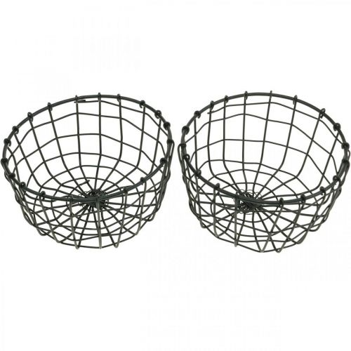 Floristik21 Korb zum Bepflanzen, Mini-Drahtkorb, Pflanzkorb rund Ø12cm H6,5cm 2St