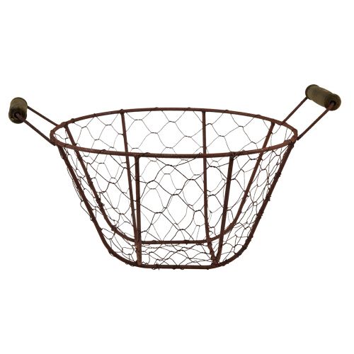 Artikel Drahtkorb Vintage rund mit Holzgriffen Metallkorb Rost Ø22cm