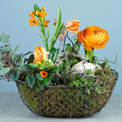 Floristik21 Drahtkorb mit Bügel Braun Metall 20/25/30cm 3er-Set