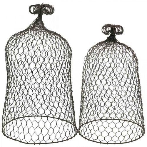 Floristik21 Dekoglocke aus Metall, Rankhilfe, Drahthaube Braun, Edelrost H50/41cm Ø30/25cm 2er-Set