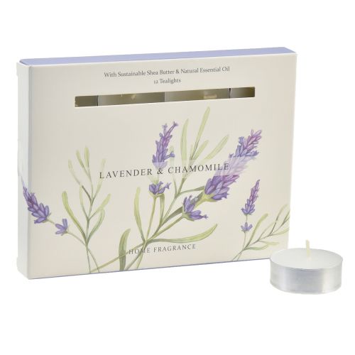Floristik21 Duftkerzen Lavendel Kamille Teelichter Weiß Ø3,5cm 12 St
