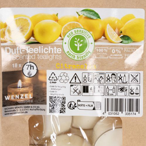 Artikel Teelichter Duftkerzen Citronella 7 Stunden Brenndauer 18er Set für Innen und Außen