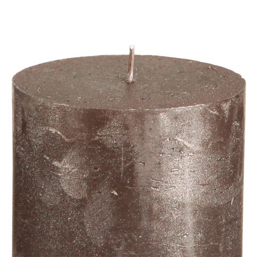 Artikel Durchgefärbte Stumpenkerzen Braun Kupfer Metallic 70×80mm 4er Set