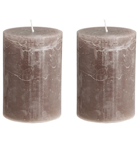 Artikel Durchgefärbte Stumpenkerzen Braun, 85×120mm, 2er-Set, Lange Brenndauer
