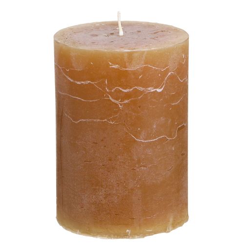 Floristik21 Durchgefärbte Karamell Stumpenkerzen, 70×100mm, 4er-Pack, Langbrenndauer