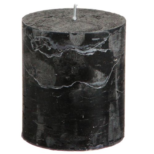 Floristik21 Schwarze Stumpenkerzen durchgefärbt, 70×80mm, 4er Set – Elegante Deko für jeden Anlass