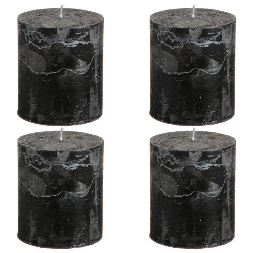 Artikel Schwarze Stumpenkerzen durchgefärbt, 70×80mm, 4er Set – Elegante Deko für jeden Anlass