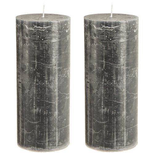 Artikel Durchgefärbte Stumpenkerzen Anthrazit 85x200mm, Elegantes Accessoire, 100 Stunden Brenndauer