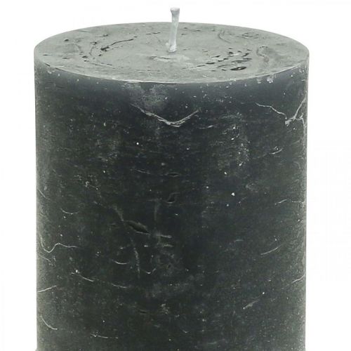 Durchgefärbte Kerzen Anthrazit Stumpenkerzen 70×100mm 4St