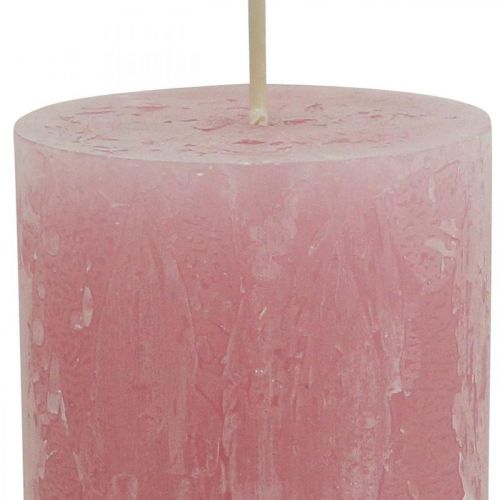 Durchgefärbte Kerzen Rosa Rustic Selbstlöschend 60×110mm 4St