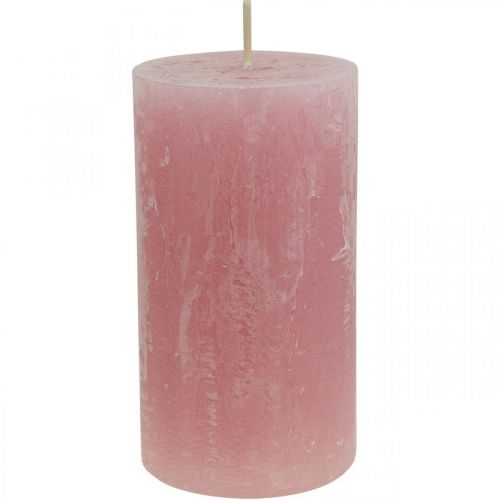 Durchgefärbte Kerzen Rosa Rustic Selbstlöschend 60×110mm 4St