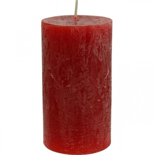 Durchgefärbte Kerzen Rot Rustic Selbstlöschend 110×60mm 4St