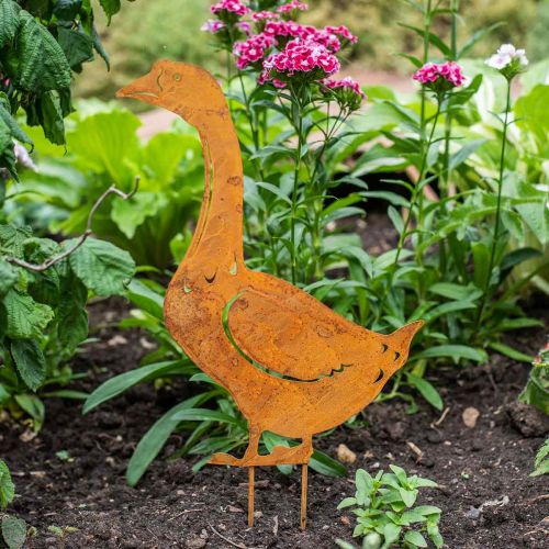 Floristik21 Edelrost Gartenstecker Gans Retro H42,5cm
