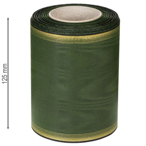 Artikel Edles Kranzband Moiré Dunkelgrün 125mm mit Gold-Perlkante, Trauerband, Hochzeitsdeko, Schleifenband