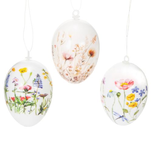 Hochwertige Osterdeko Ostereier mit Blumenmotiven 6cm 6er-Set Frühling