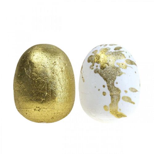 Floristik21 Styroporeier Styropor Ostereier Weiß Gold Deko 3cm 32 St