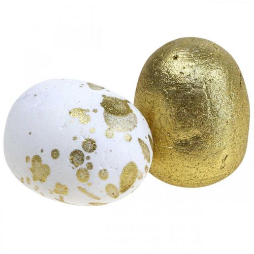 Floristik21 Styroporeier Styropor Ostereier Weiß Gold Deko 3cm 32 St