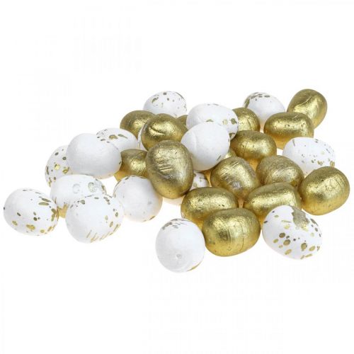 Floristik21 Styroporeier Styropor Ostereier Weiß Gold Deko 3cm 32 St