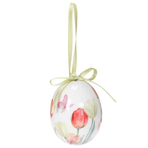 Ostereier Tulpenmotiv zum Aufhängen – Frühlingsdeko mit Band, 6 cm, 12er-Set