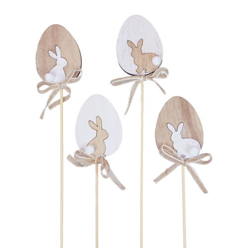 Artikel Blumenstecker Osterdeko Holz Ei mit Hase Natur 5×7cm 12 St