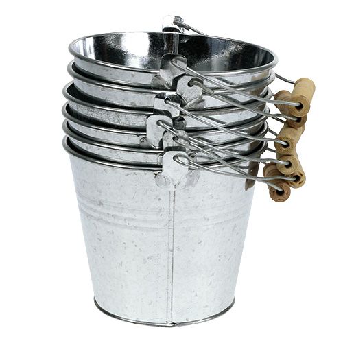 Artikel Eimer Ø14cm H12cm 6St. Zink glänzend
