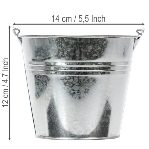 Eimer Ø14cm H12cm 6St. Zink glänzend | Floristik21.de
