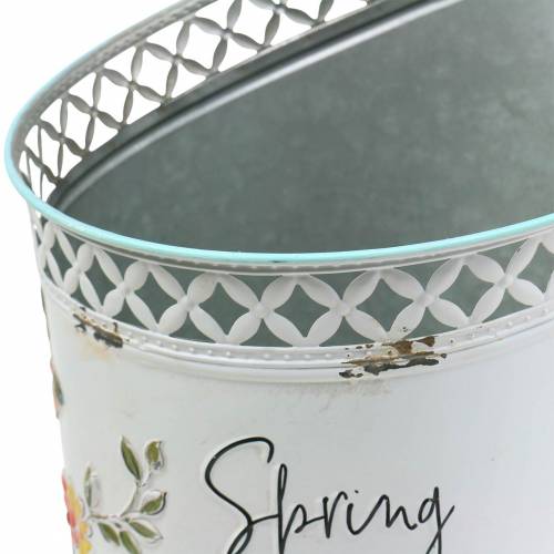Deko Eimer mit Blumenverzierung und Spruch Metall Ø27cm H50,5cm