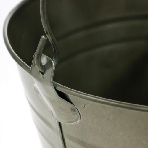 Deko-Eimer mit Henkel, Gartendeko, Pflanztopf, Metallgefäß Ø16,5cm H15cm