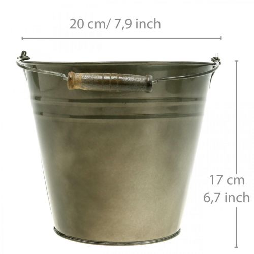 Metalltopf, Eimer zum Bepflanzen, Pflanzgefäß Ø20cm H17cm