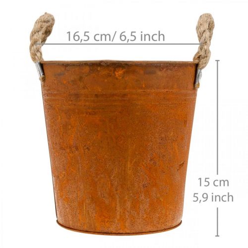 Artikel Metalltopf mit Griffen, Kräutertopf, Rostdeko Ø16,5cm H15cm