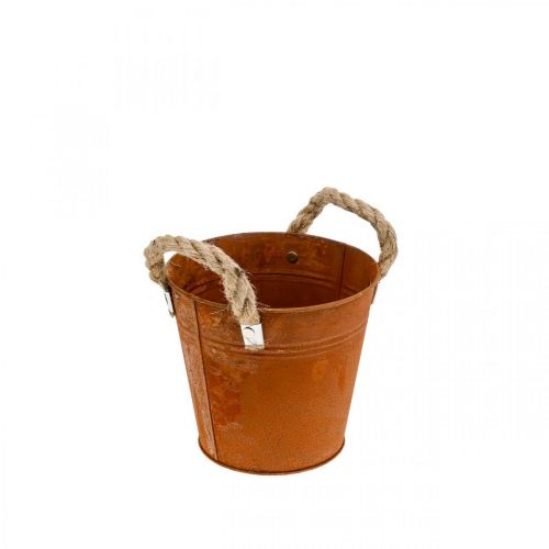 Metalltopf mit Griffen, Kräutertopf, Rostdeko Ø16,5cm H15cm