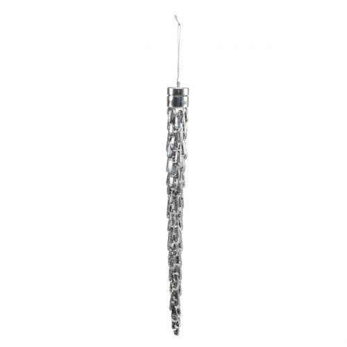 Eiszapfen Silber Plastik 47cm mit 9er LED und Batterie Eiszapfen Silber Plastik 47cm mit 9er LED und Batterie