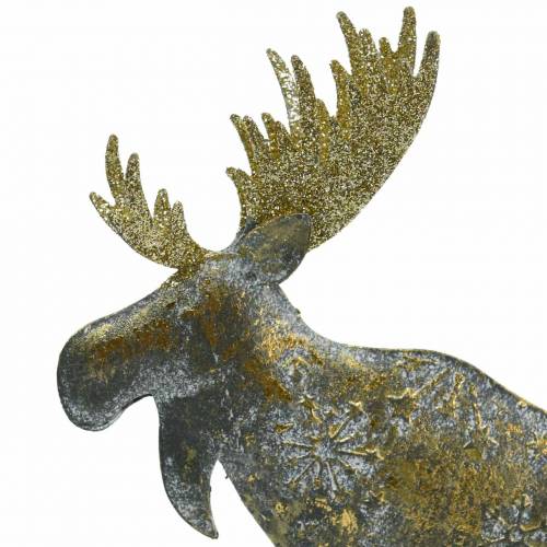 Floristik21 Weihnachtsfigur Elch Golden Antik-Optik Metall 21×14,5cm
