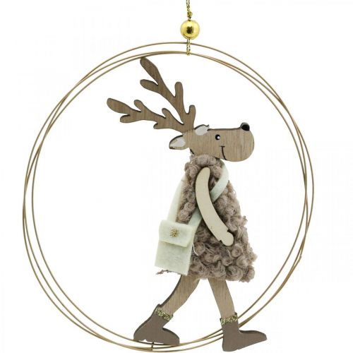 Floristik21 Rentier zum Hängen, Weihnachtsanhänger, Adventsdeko im Ring Ø15cm 3er-Set
