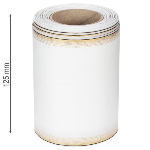 Elegantes Kranzband Moiré 125mm Weiß mit Goldrand - Hochwertiges Dekoband für Floristik und Festlichkeiten | Floristik21.de
