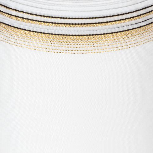 Elegantes Kranzband Moiré 125mm Weiß mit Goldrand - Hochwertiges Dekoband für Floristik und Festlichkeiten | Floristik21.de