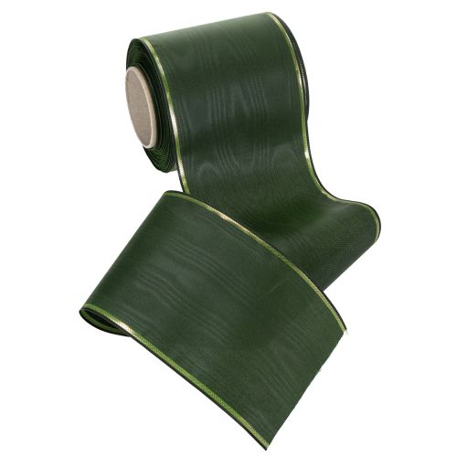 Artikel Elegantes Kranzband Moiré Grünes Band mit Goldrand 100mm x 25m für Trauerfloristik und Dekoration
