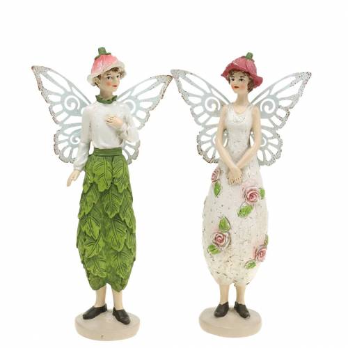 Floristik21 Deko-Figur Elfe Elfenpaar Weiß, Rosa, Grün H20cm 2St