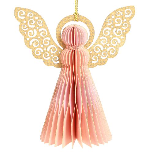 Floristik21 Weihnachtliche Engel Anhänger Deko Apricot Gold 12cm 4er-Set