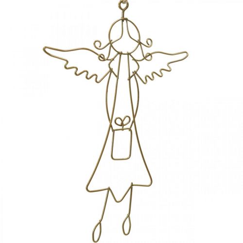 Floristik21 Engel Anhänger Weihnachtsengel Drahtfiguren Gold 15cm 6St