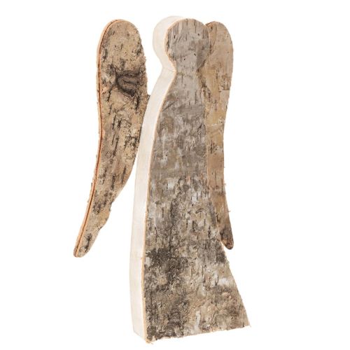 Holz-Engelfigur mit Birkenrinde 30 cm Natur für Innenbereich