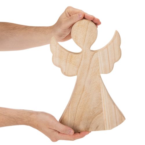 Holz-Dekofigur Engel 30cm helles Naturholz für Innen | Floristik21.de