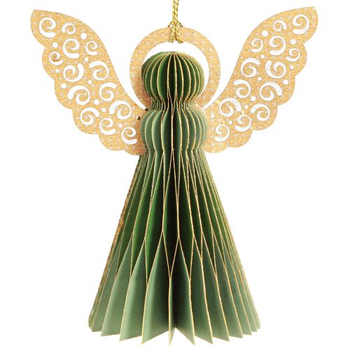 Floristik21 Engel Wabenpapier Deko Weihnachten Grün Gold 12cm 4 St - Weihnachtsschmuck nachhaltig