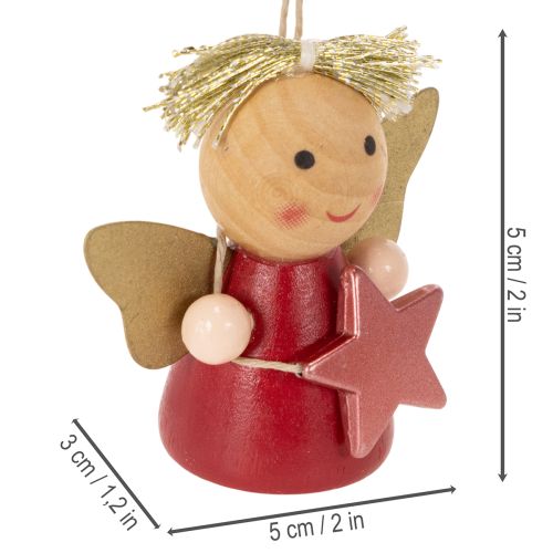 Deko-Anhänger Engel 5 cm aus Holz mit Stern, 9 Stück, mehrfarbig | Floristik21.de