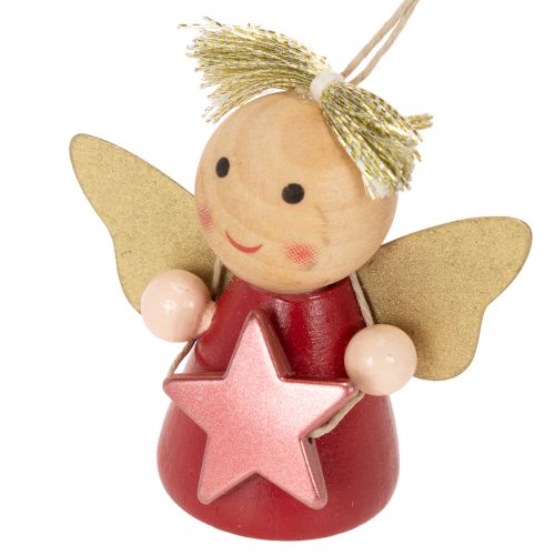 Deko-Anhänger Engel 5 cm aus Holz mit Stern, 9 Stück, mehrfarbig | Floristik21.de