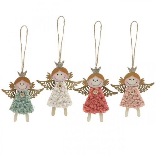 Floristik21 Engel zum Hängen, Weihnachtsdeko, Christbaumschmuck Pink/Rosa/Blau/Weiß H12cm 4er-Set